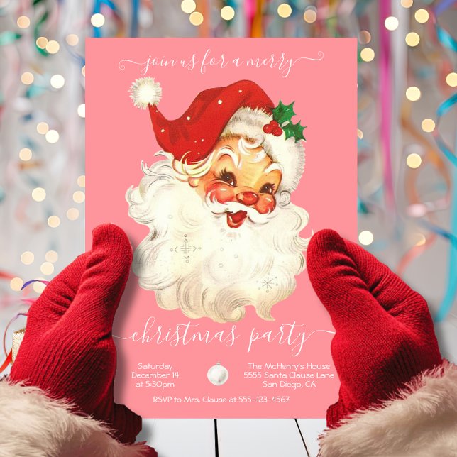 Invitación Fiesta de Navidad moderno Retro Santa Merry (Subido por el creador)