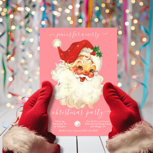 Invitación Fiesta de Navidad moderno Retro Santa Merry