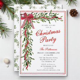 Invitación Fiesta de Navidad Muérdago con Lazo Moderno Fiesta