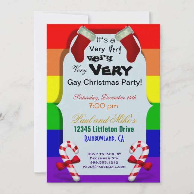 Invitación Fiesta de Navidad muy muy muy muy muy gay (Anverso)