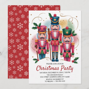 Invitación Fiesta de Navidad Nuez de Oro Brillo