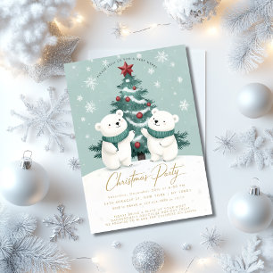 Invitación Fiesta de Navidad Osos Polares Nevados