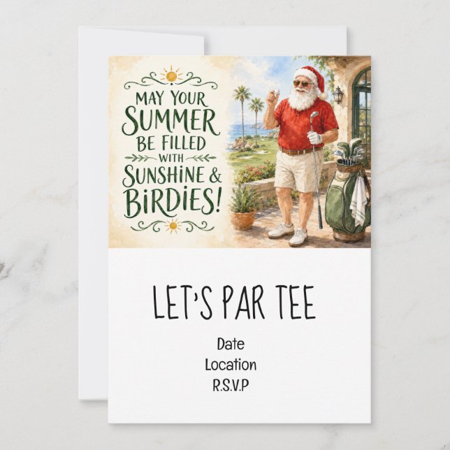 Invitación Fiesta de Navidad Par tee de golf para golfista (Anverso)
