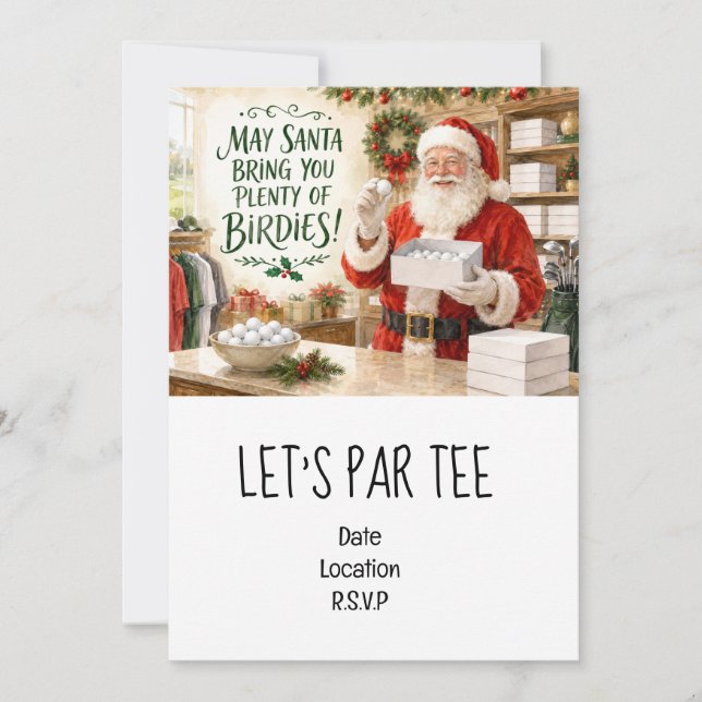 Invitación Fiesta de Navidad Par tee de Golf para Golfista (Anverso)