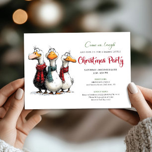 Invitación Fiesta de Navidad Patos Acuarela Humor Quirky