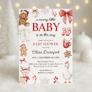 Invitación Fiesta de Navidad Pequeña y Alegre para Baby Showe