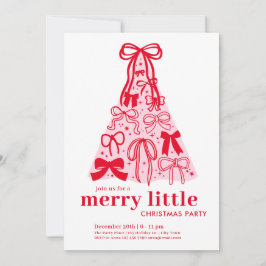 Invitación Fiesta de Navidad Pequeña y Alegre Rosa Rojo
