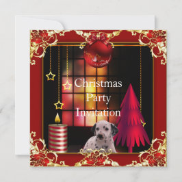 Invitación fiesta de Navidad Perro Rojo Dálmata
