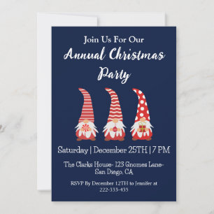 Invitación Fiesta de Navidad personalizada con gnomo rojo lin