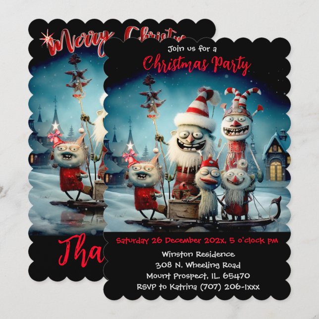 Invitación Fiesta de Navidad personalizada divertida (Anverso / Reverso)