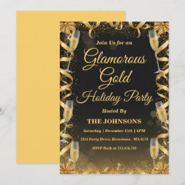Invitación Fiesta de Navidad Personalizada Elegante de Oro