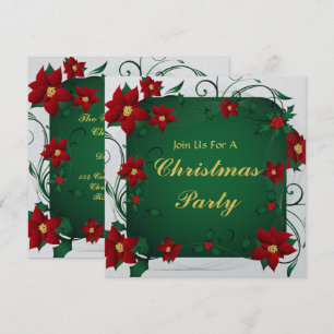 Invitación Fiesta de Navidad Poinsettia Merry