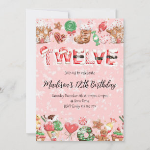 Invitación Fiesta de Navidad por cumpleaños número 12