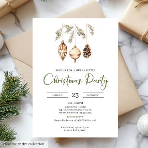 Invitación Fiesta de Navidad Premium Neutral Oliva Claro Marr