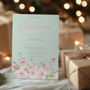 Invitación Fiesta de Navidad Princesa Floral Rosa