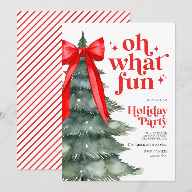 Invitación Fiesta de Navidad ¡Qué Diversión (Anverso / Reverso)