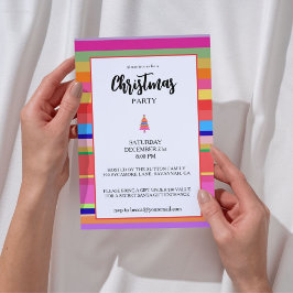 Invitación Fiesta de Navidad Rayas Coloridas