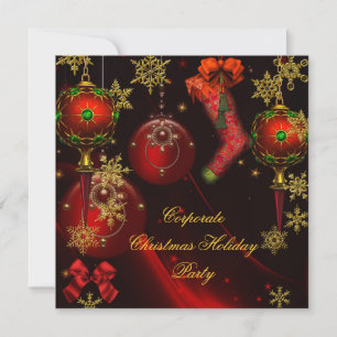 Invitación FIESTA DE NAVIDAD Red Gold Holiday Corporate