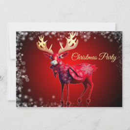 Invitación Fiesta de Navidad Reno Rojo Vacaciones de Invierno
