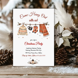 Invitación Fiesta de Navidad Retro Cuelga Ropa