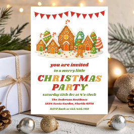 Invitación Fiesta de Navidad Retro de Pan de Jengibre Editabl