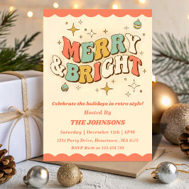 Invitación Fiesta de Navidad Retro Merry & Bright Editable