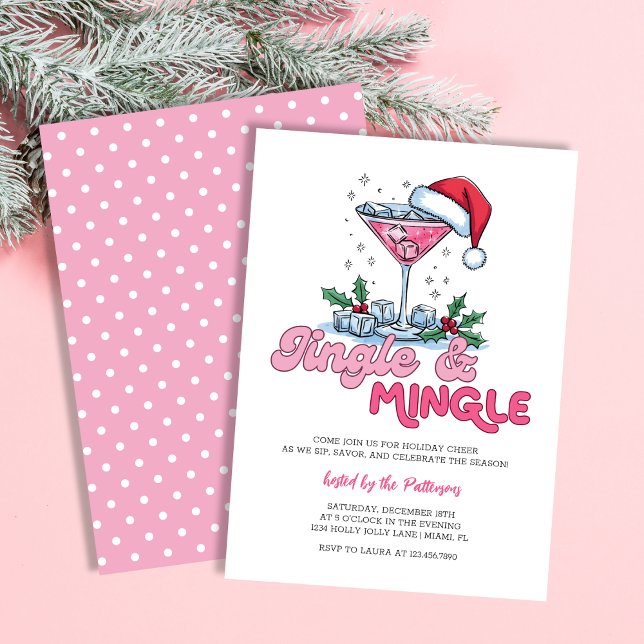 Invitación Fiesta de Navidad Retro Pink Martini Jingle & Ming (Subido por el creador)