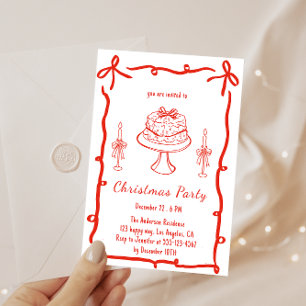 Invitación Fiesta de Navidad Retro Rojo Fiesta Navideña Vin