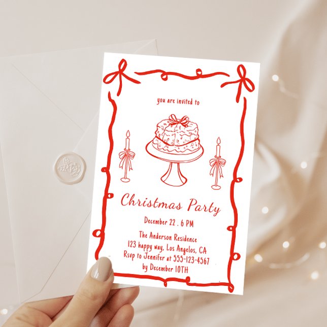 Invitación Fiesta de Navidad Retro Rojo | Fiesta Navideña Vin (Subido por el creador)