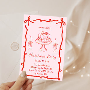 Invitación Fiesta de Navidad Retro Rosa Fiesta Navideña Vin