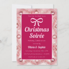 Invitación Fiesta de Navidad Retro Rosa Personalizada