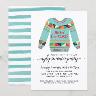 Invitación Fiesta de Navidad Retro Ugly Sweet Merry