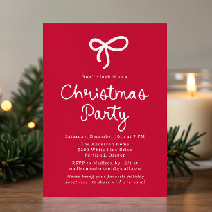 Invitación Fiesta de Navidad Roja con Letra Caprichosa