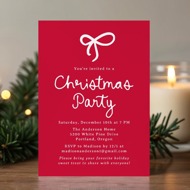 Invitación Fiesta de Navidad Roja con Letra Caprichosa (Subido por el creador)