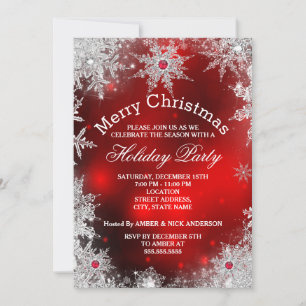 Invitación Fiesta de Navidad Roja de Navidad Invierno Mágico