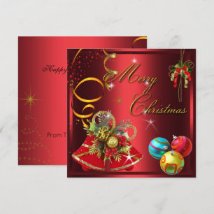 Invitación Fiesta de Navidad Roja Dorada