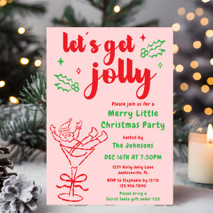 Invitación Fiesta de Navidad Roja Verde Dibujada a Mano Capri