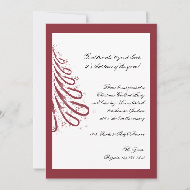 Invitación Fiesta de Navidad roja y blanca del invierno (Anverso)