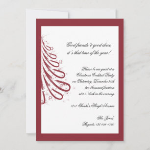 Invitación Fiesta de Navidad roja y blanca del invierno