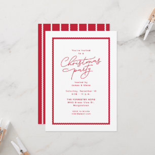 Invitación Fiesta de Navidad rojo blanco simple