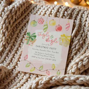 Invitación Fiesta de Navidad Rosa: Jingle & Mingle Divertida