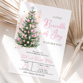 Invitación Fiesta de Navidad Rosa Un Pequeño Haz de Alegría p