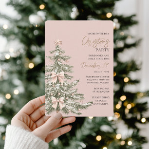 Invitación Fiesta de Navidad Rosa y Dorado