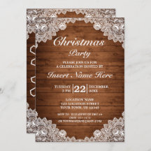 Fiesta de Navidad Rustic Wood & White Lace Merry