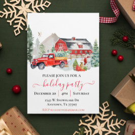 Invitación Fiesta de Navidad rústica camión del granero acuar