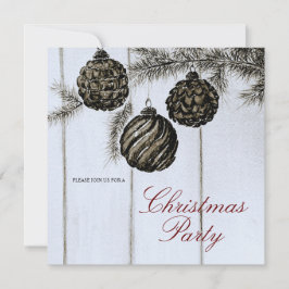 Invitación Fiesta de Navidad Rústica en Blanco y Negro