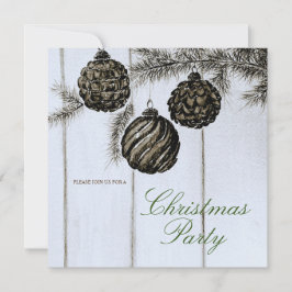 Invitación Fiesta de Navidad Rústica en Blanco y Negro