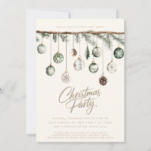 Invitación Fiesta de Navidad Rústica Minimalista Naturaleza S