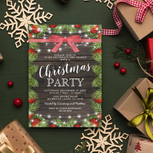 Invitación Fiesta de Navidad Rústica Roja Verde