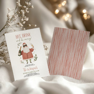 Invitación Fiesta de Navidad Santa Come Bebamos y Alegrémonos